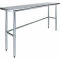 Amgood 18 in. x 72 in. Open Base Stainless Steel Metal Table WT-1872-RCB-Z